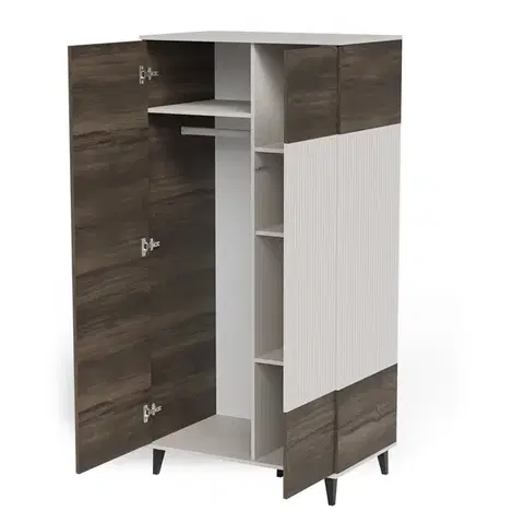 Šatníková skriňa Random 90 cm kašmír/orech