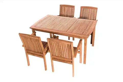 DEOKORK Záhradný pevný stôl obdĺžnik HARMONY 150x90 cm (teak)