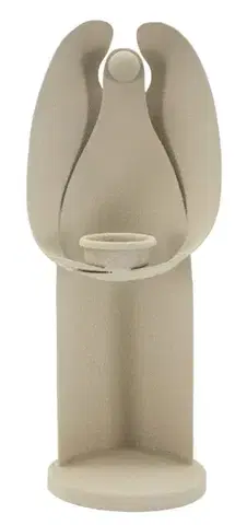 Kovový svietnik Anjel 30 cm krémový