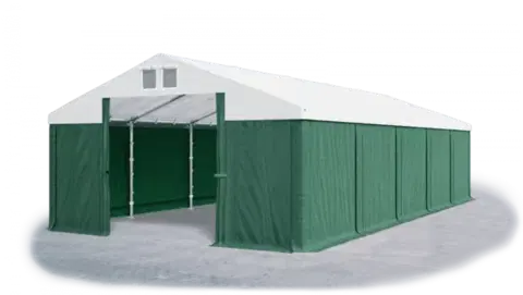 Skladový stan 5x10x2,5m strecha PVC 560g/m2 boky PVC 500g/m2 konštrukcie ZIMA PLUS Bílá Zelená Zelená