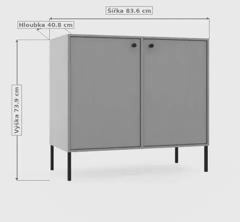 Komoda Tilina 2D 84 cm čierna/zlatá