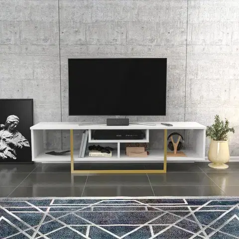 TV stolík Asal 150 - White, Gold