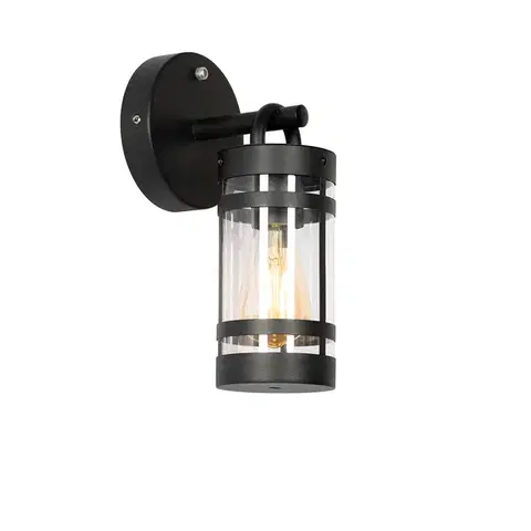 Vonkajšia nástenná lampa čierna IP44 so senzorom súmraku - Ruben