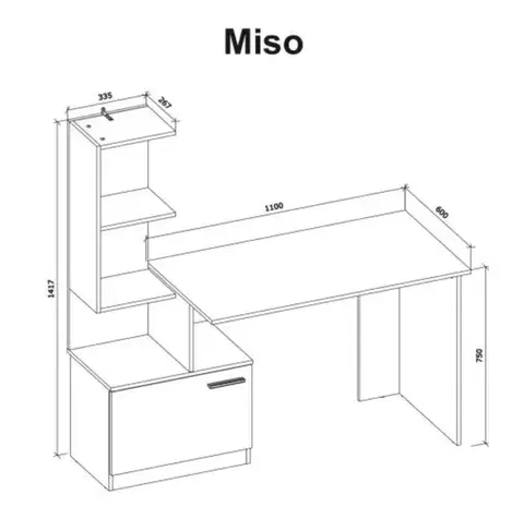 Písací stôl s úložným priestorom MISO Halmar