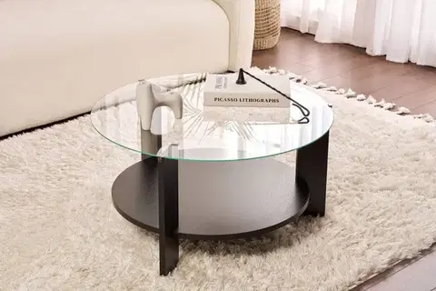 Konferenčný stolík Clara - Wood Black, Transparent