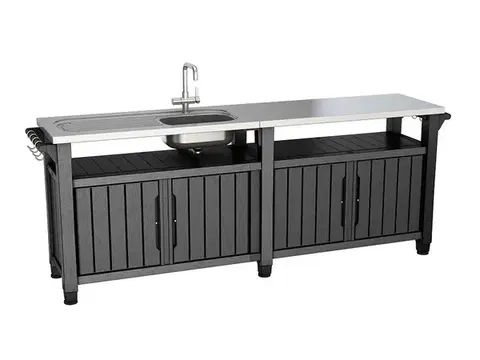 Záhradný stôl / skriňa s drezom UNITY CHEF 415L grafit Keter