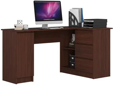 Rohový písací stôl B20 155 cm wenge pravý