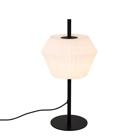 Moderná vonkajšia stolná lampa čierna s bielym tienidlom IP44 - Robbert