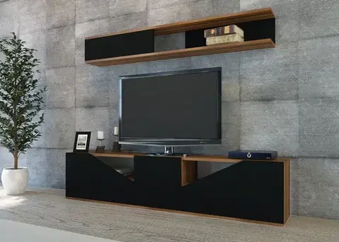 TV skrinka / Obývacia stena Taç - Walnut, Black