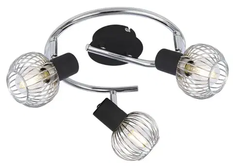 Špirálová stropná lampa 3X40W E14 čierna/chróm OSLO