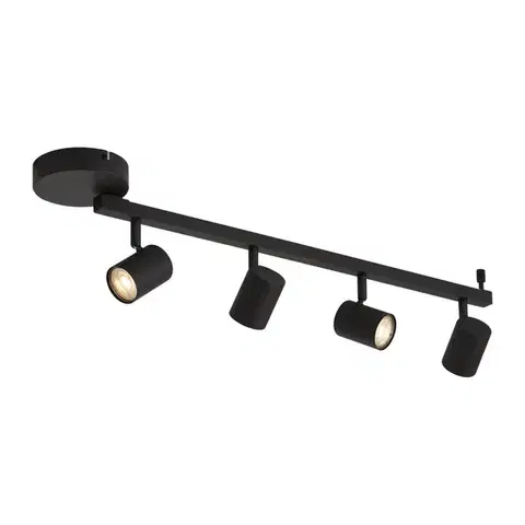 Moderný čierny 4-svetelný stropný bod GU10 50mm vrátane podsvietenia a 3-cestného vypínača - Back Up