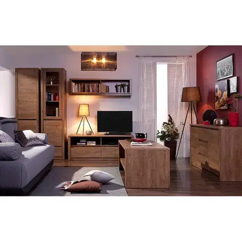 KONDELA Montana W1D vitrína dub lefkas tmavý