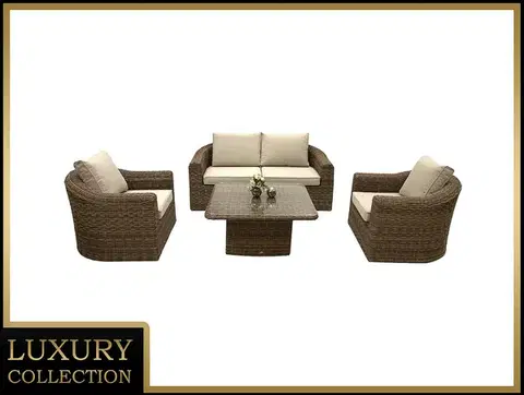 DEOKORK Ratanová modulová zostava BORNEO LUXURY pre 4 osoby (hnedá)