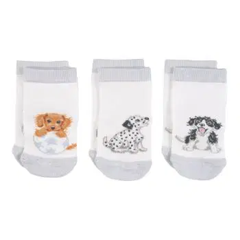 Detské ponožky "Little Paws" Wrendale Designs, 3 páry (0–6 mes.) – šteniatka
