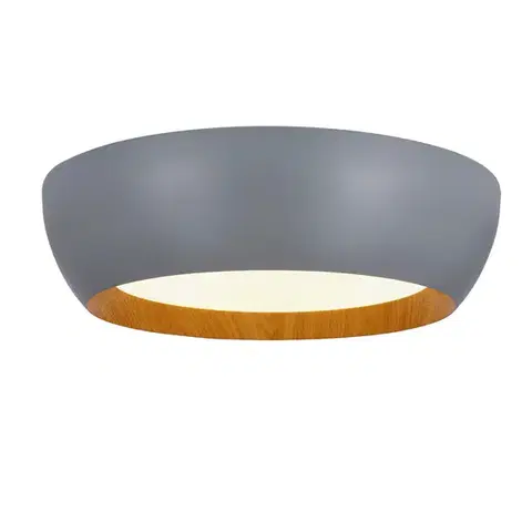 stropná lampa abruzzo sivá drevená stropná lampa biele tienidlo