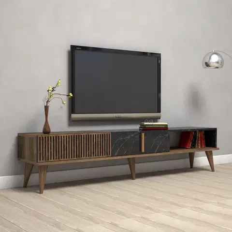 TV stolík Milan - Walnut, Black