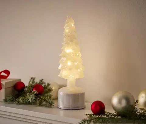 Otáčajúci sa LED dekoračný strom zo skla, malý