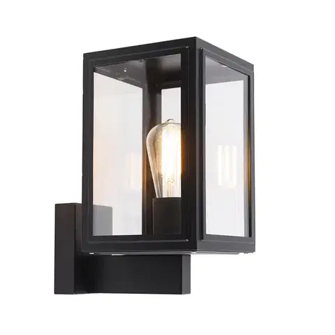 Rustikálna nástenná lampa čierna IP44 - Sutton Up