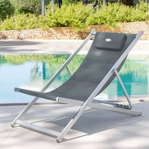 DEOKORK Kovové skladacie lehátko BALI (sivá)