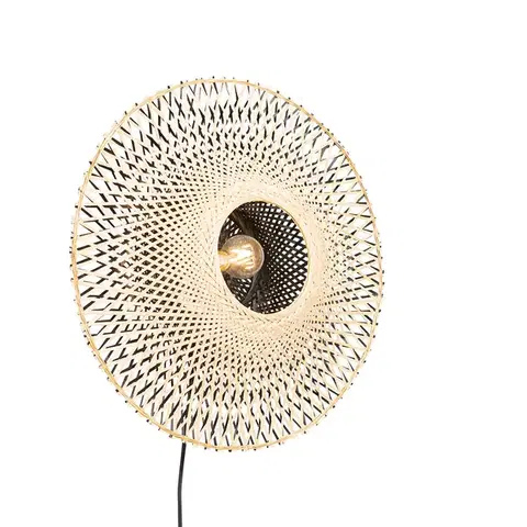 Inteligentná nástenná lampa bambus 50 cm so zástrčkou vrátane Wifi A60 - Rina