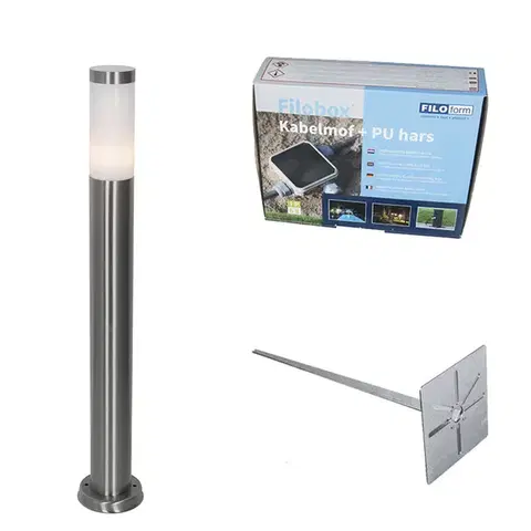 Moderná vonkajšia lampa na stĺp oceľ s opálom 80 cm IP44 - Rox