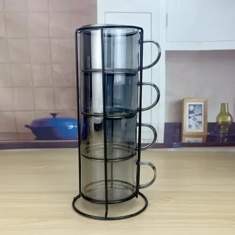 Súprava 4 ks hrnčekov PETER GREY 350 ml sivá