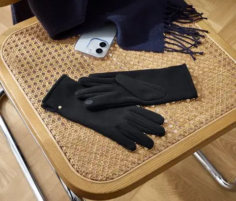 Rukavice z teplákoviny s detailom gombíka
