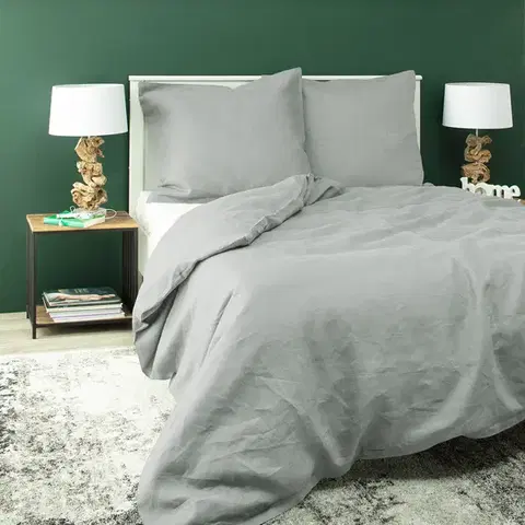 Dekoria Súprava ľanových obliečok Linen 220 x 200 cm light grey, 220 x 200 cm