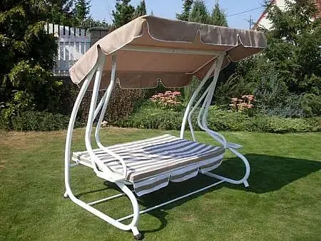 DEOKORK Záhradná kovová hojdačka BAHAMAS (modro biela)