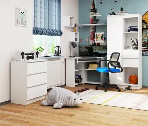 Rohový písací stôl Ted biely