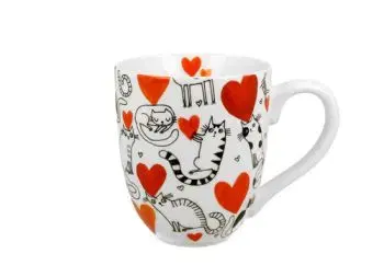 Porcelánový jumbo hrnček XXL Mačky a srdiečka 1000 ml