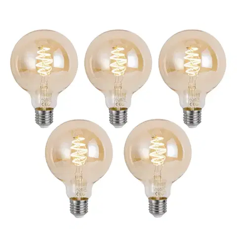 Sada 5 inteligentných stmievateľných LED žiaroviek E27 G95 Amber 4,9W 320 lm 2500K Zigbee