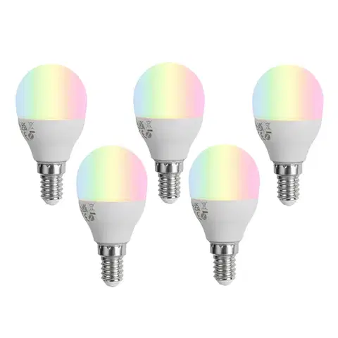 Sada 5 inteligentných stmievateľných LED žiaroviek E14 G45 Opál 4,9 W 470 lm 2700-6500 K