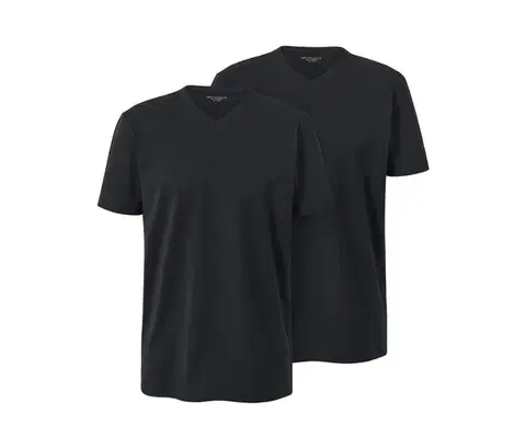 Tričká s výstrihom do V, 2 ks, čierne