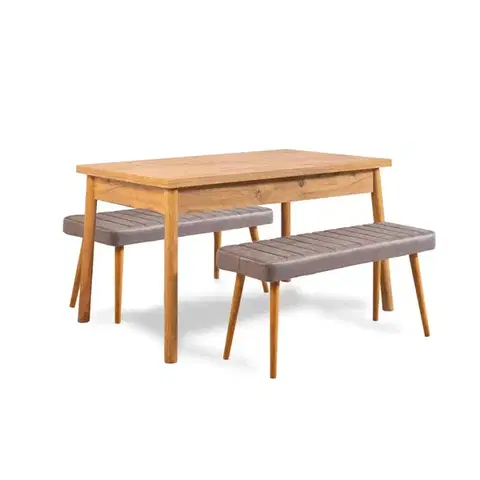 Jedálenský set so stolom a lavicou (3 kusy) Costa 0701 - Atlantic Pine, Soho Grey