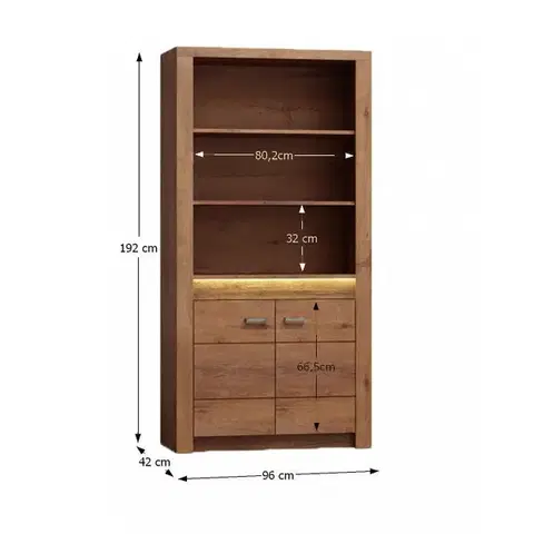 KONDELA Infinity 5 vitrína jaseň svetlý