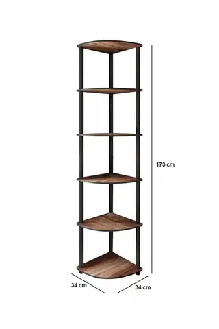 Knižnica Bookcase 6 Corner - Walnut
