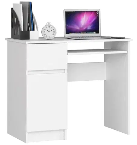 Písací stôl PIKSEL 90 cm biely ľavý