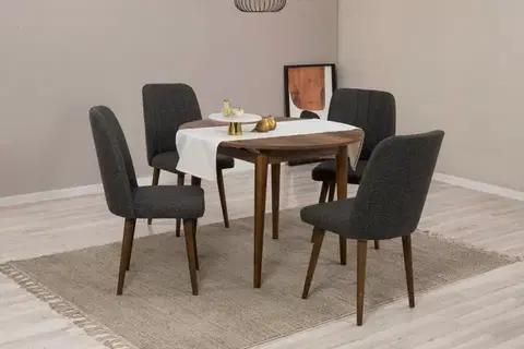Jedálenský set s rozkladacím stolom a stoličkami (5 kusov) Vina 1053 - Anthracite, Walnut