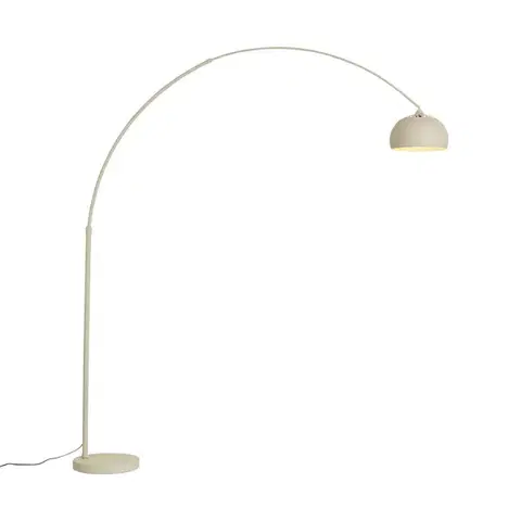 Moderná oblúková lampa béžová s mramorovým podstavcom - XXL
