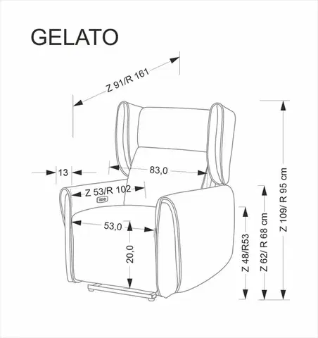 Čalúnené polohovateľné kreslo GELATO sivé
