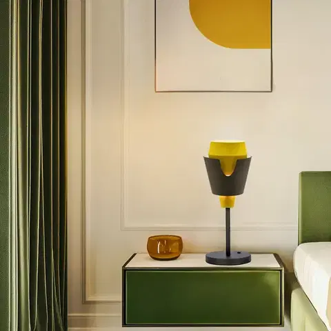 Stolová lampa sivo-žltá s vypínačom Falun LEDEA