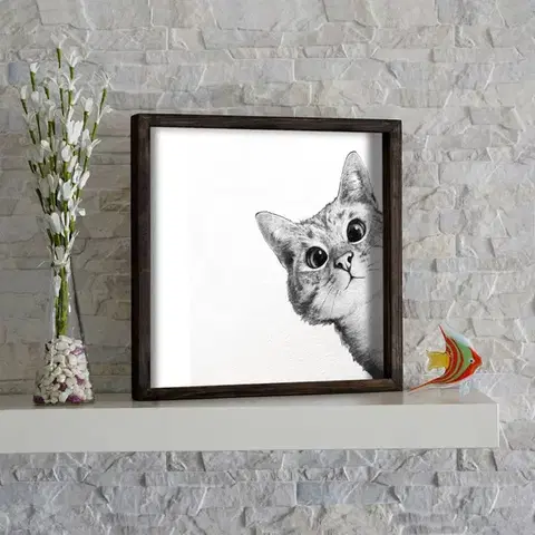 Nástenný obraz Cat 33x33 cm čiernobiely