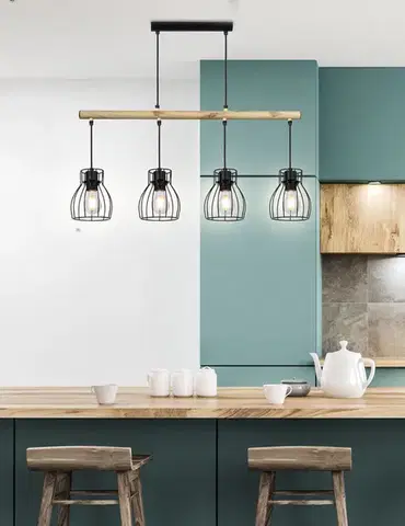Závesná lampa čierna 4x60W Bernita - POSLEDNÝ KUS