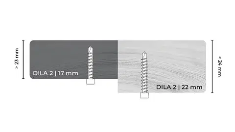 Nerezová príchytka DILA 2 vrátane skrutiek pre skrytý spoj terasových dosiek a obkladov DILA 2 | 17 mm | Čierna | 50 ks