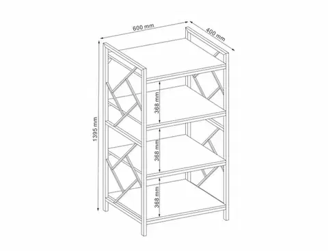 Regál Tablo 04 140 cm dub prírodný/čierny