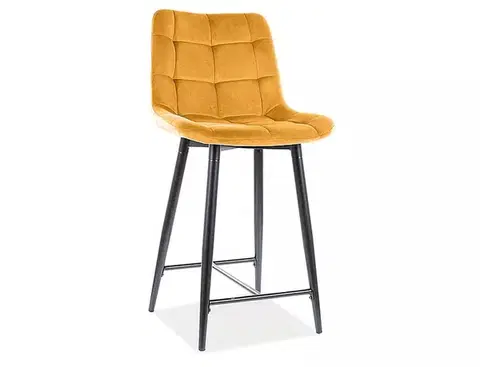 Zamatová barová stolička CHIC 90 cm curry