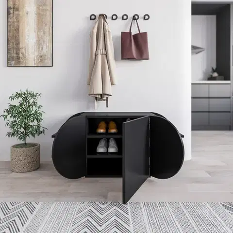 Skrinka na topánky / Botník Pozy Shoe Bench - Black