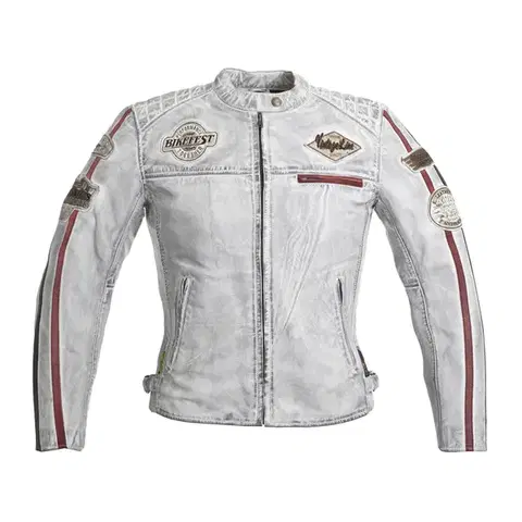 Dámska kožená moto bunda W-TEC Sheawen Lady White Farba biela, Veľkosť 3XL