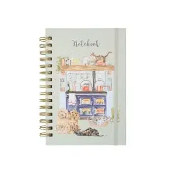 Zápisník s hrebeňovou väzbou A5 "The Country Kitchen" Wrendale Designs – miláčikovia v kuchyni